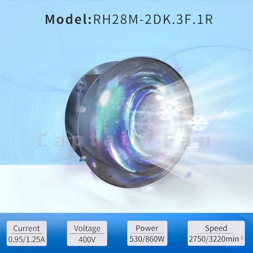 RH28M-2DK.3F.1R Ziehl-abegg Fan, Inverter 400/460V 0.53/0.86KW 0.95/1.25A Centrifugal Fan|B0F1TKJRF4