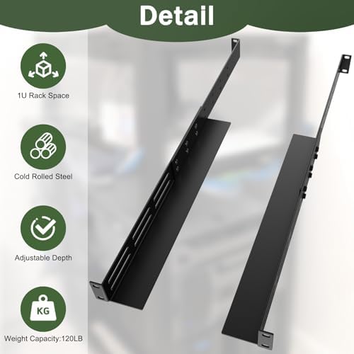 1U Universal Rack Mount Rails 4-Post Server Rack Shelf Rail 16"-30" Adjustable Depth Server Rack Rail Compatible with APC, HP, IBM, DELL, Compag Cabinet & Rack|B0FSS558FD