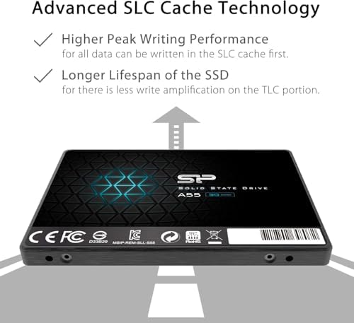 Silicon Power 1TB SSD 3D NAND A55 SLC Cache Performance Boost SATA III 2.5" 7mm (0.28" SSD Internal Solid State Drive (SU001TBSS3A55S25EC