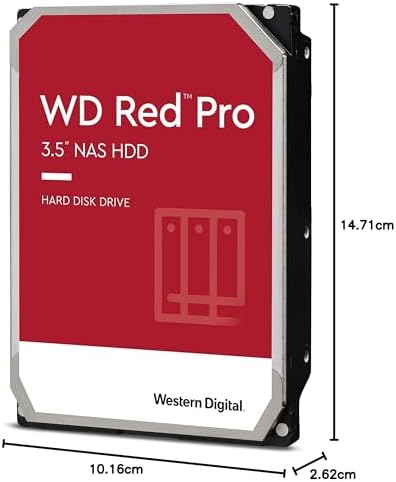 Western Digital 20TB WD Red Pro NAS Internal Hard Drive HDD - 7200 RPM, SATA 6 Gb/s, CMR, 512 MB Cache, 3.5" - WD201KFGX|B09TBF6GHJ