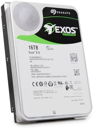 Seagate 16TB HDD Exos X16 7200 RPM 512e/4Kn SATA 6Gb/s 256MB Cache 3.5-Inch Enterprise Hard Drive (ST16000NM001G) (Renewed)|B08JYQKVJP