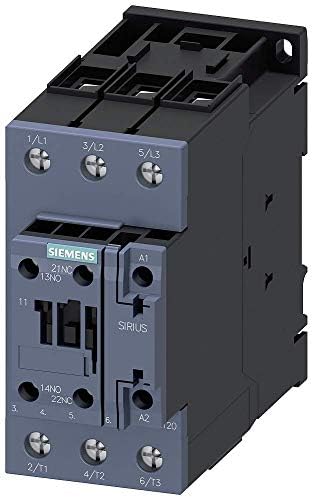 SIEMENS 3RT2036-1AC20 Power CONTACTOR, AC3, 50 AMP, 3 Pole, 24 VAC, 50/60 HZ, 22 KW, 1NO/NC, Size S2, Screw Type Terminal, DIN Rail Mount, Replacement for 3RT1036-1AC20