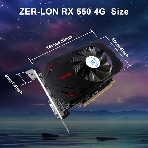 Radeon RX 550 4GB Graphics Card, GDDR5 128 Bit PCIE 3.0 Computer Gaming Gpu, 1183MHz Video Card with HDMI/DP/DVI Ports Support 4K|B0DZSFX1WP