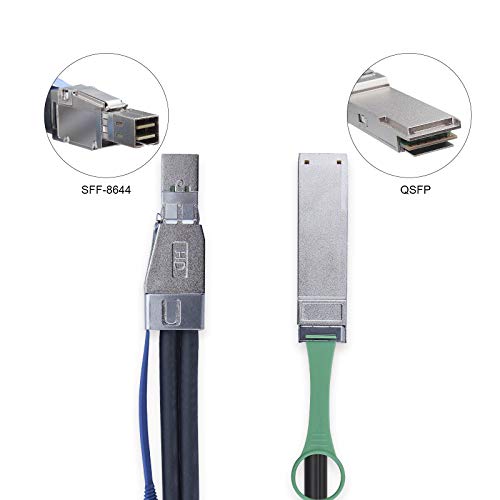 10Gtek SFF-8644 to QSFP (SFF-8436) DDR Hybrid Mini SAS Cable, External Copper SAS Cable for NetApp DS4243 DS4246 DS2246, 100-Ohm, 0.5-Meter(1.6-ft)|B0836SYZQB