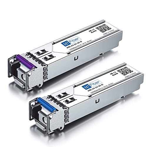 H!Fiber 1.25G Single Mode SFP LC Module, 1000Base-LX/LH Fiber Transceiver for Cisco GLC-LH-SMD, Meraki, Ubiquit UniFi, TP-Link, Fortinet, Intel, Netgear, Mikrotik and More (SMF,1310nm,20km,DDM) 2 Pack|B07B4B33N6
