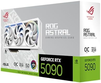 ASUS ROG Astral GeForce RTX™ 5090 OC Edition Gaming Graphics Card (PCIe® 5.0, 32GB GDDR7, HDMI®/DP 2.1, 3.8-Slot, 4-Fan Design, Axial-tech Fans, Patented Vapor Chamber, Phase-Change GPU Thermal pad)|B0DS2WQZ2M