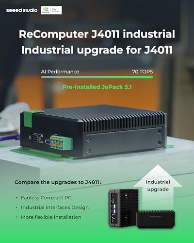 reComputer J4011-Edge AI Device with NVIDIA Jetson Orin™ NX 8GB Module, 4xUSB 3.2, M.2 Key E & Key M Slot, Aluminum case, Pre-Installed Jetpack System with NVIDIA Jetpack™ on 128GB NVMe SSD|B0D9XXD35V