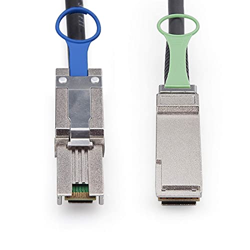 10Gtek QSFP (SFF-8436) to SFF-8088 DDR Hybrid Mini SAS Cable, External Copper SAS Cable for NetApp DS4243 DS4246 DS2246, 100-Ohm, 0.5-m(1.6ft)|B07Y4ZKQJB