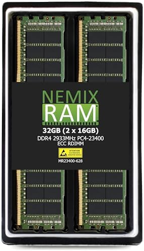 NEMIX RAM 32GB (2X16GB) DDR4 2933MHZ PC4-23400 2Rx8 1.2V CL21 288-PIN ECC RDIMM KIT Registered Server Memory Compatible with Dell PowerEdge R840 Rack Server|B0BV89T32R