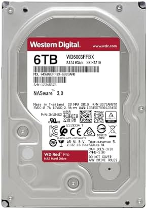 Western Digital 20TB WD Red Pro NAS Internal Hard Drive HDD - 7200 RPM, SATA 6 Gb/s, CMR, 512 MB Cache, 3.5" - WD201KFGX|B09TBF6GHJ