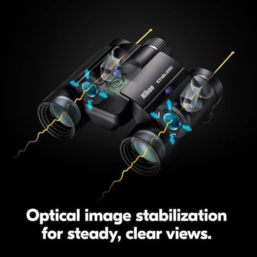 Nikon STABILIZED 12x25 Binoculars - Optical Image Stabilization, Blur-Free View, Waterproof Design, 12x Magnification for Hunting, Birdwatching & Outdoor Activities
