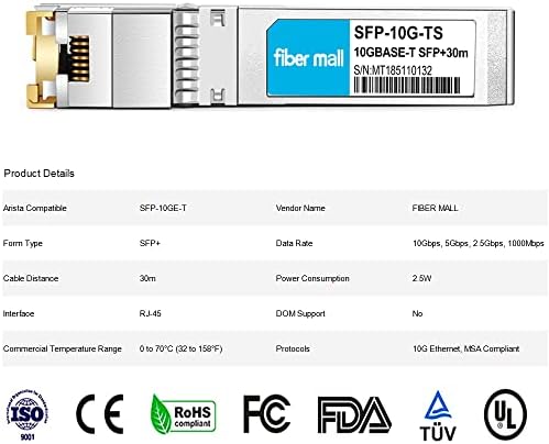 10G SFP+ RJ45 80m for Dell Force10 SFP-10G-T-80 GP-10GSFP-T80 10GBASE-T SFP+ 80m RJ45 Cat6a/7 Mini-GBIC 10gb Copper R-J45 Transceiver Module|B0B18FVQ1T