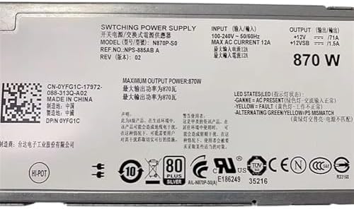 N870P-S0 A870P-00 0YFG1C 870W 12V 71A for R710 Server Power Supply NPS-885AB A YFG1C 7NVX8 07NVX8