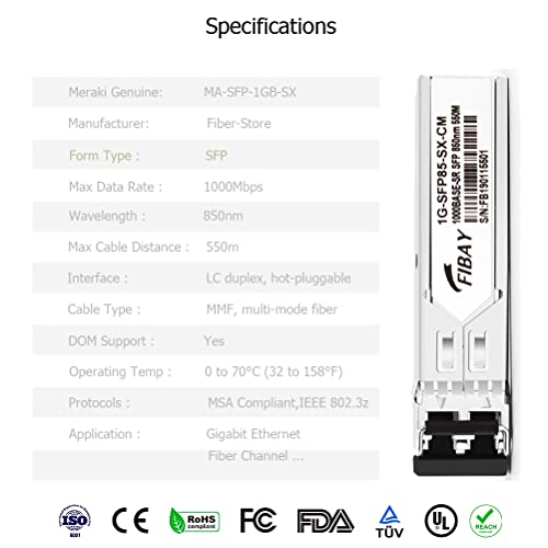1000BASE-SX SFP Optical Transceiver Module Compatible with HPE Aruba J4858D J4858DCM JL745A Q8N53A ProCurve J4858C J4858B J4858A 850nm 550m DDM Duplex LC MMF|B09MTW3HVB