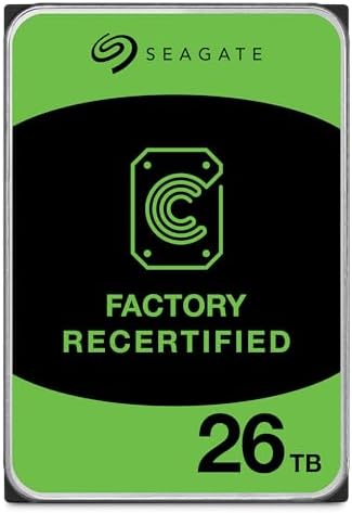 Seagate (Recertified Exos 26TB Internal Hard Drive HDD - 3.5 in CMR SATA 6Gb/s, 7200 RPM, 512MB Cache, 2.5M MTBF (ST26000NM000C) , Renewed|B0DTSG1MT1