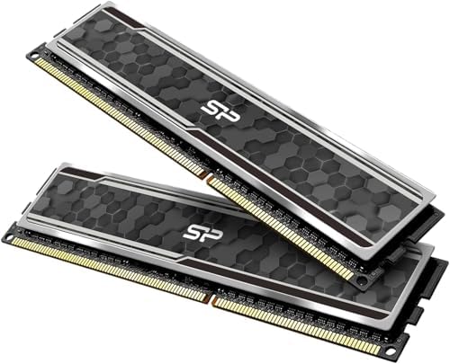 Silicon Power Value Gaming DDR4 RAM 32GB (2x16GB 3200MHz (PC4 25600 288-pin CL16 1.35V UDIMM Desktop Memory Module with Heatsink Grey SU032GXLZU320BDAJ7