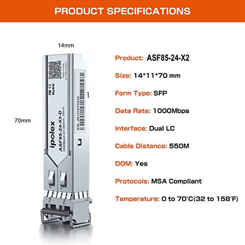 ipolex 1000Base-LX/LH SFP Transceiver, 1.25G SFP LC Fiber Module, Gigabit Single Mode Mini GBIC, 1310nm SMF, up to 20km, for Cisco GLC-LH-SMD, Ubiquiti UF-SM-1G, Meraki, TP-Link TL-SM311LS and More|B01EN33VN2