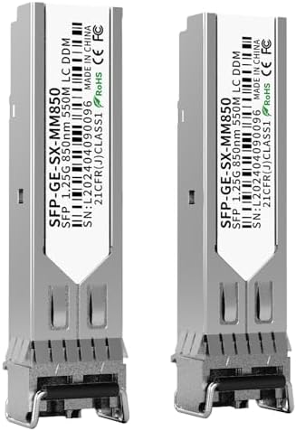 2Pack 1.25G SFP Module 1000Base-SX Multimode LC Transceiver, 850nm MMF, 550m Range - Compatible with Cisco SFP-GE-S, Meraki MA-SFP-1GB-SX, Ubiquiti UF-MM-1G, Mikrotik, TP-Link, Netgear, Aruba and more|B0D16LQQ4H