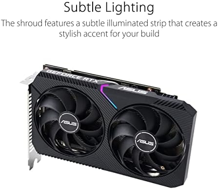 ASUS Dual NVIDIA GeForce RTX 3050 6GB OC Edition Gaming Graphics Card - PCIe 4.0, 6GB GDDR6 Memory, HDMI 2.1, DisplayPort 1.4a, 2-Slot Design, Axial-tech Fan Design, 0dB Technology, Steel Bracket|B0CVCG2VPK