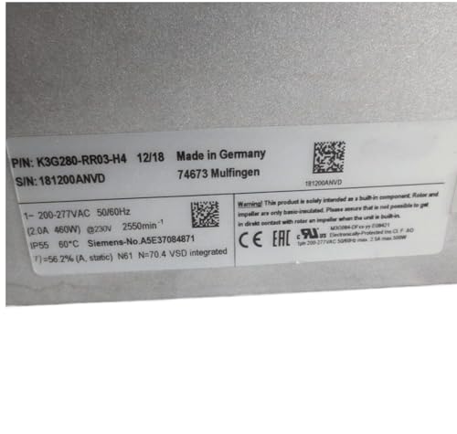 200-277V K3G280-RR03-H4 2.0A 460W 2550RPM IP55 Cooling Fan