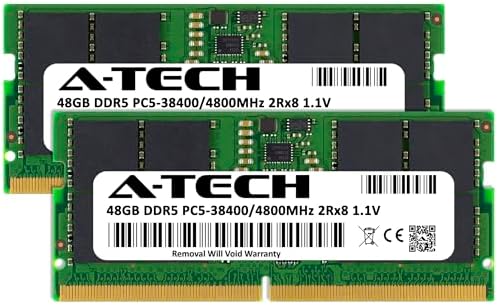 A-Tech 32GB DDR5 4800MHz PC5-38400 CL40 SODIMM 2Rx8 Dual Rank 1.1V Non-ECC Unbuffered SO-DIMM 262-Pin Laptop Computer RAM Memory Upgrade Module|B0B1718KB1