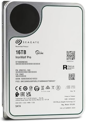 Seagate IronWolf Pro 16TB NAS – 3.5 Inch SATA 6GB/S 7200 RPM 256MB Cache for Raid Network Attached Storage (ST16000NE000 Internal Hard Drive