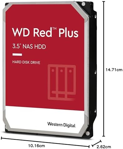 Western Digital 4TB WD Red Plus NAS Internal Hard Drive HDD - 5400 RPM, SATA 6 Gb/s, CMR, 128 MB Cache, 3.5" -WD40EFZX|B08VH8C3WZ