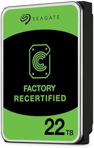 Seagate Exos 22TB SATA HDD 6Gb/s 7200RPM 3.5-inch Enterprise Hard Drive (ST22000NM000C) (Renewed)|B0DFDTPR74