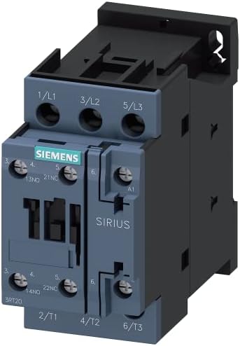 SIEMENS 3RT20241AK60 IEC Magnetic Contactor, 120VAC, 3 Pole, 25 Amp, 1NO+1NC, Size S0, Screw Terminal, Gray
