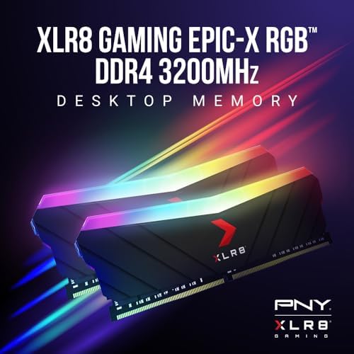 PNY XLR8 Gaming 32GB (2x16GB DDR4 DRAM 3200MHz (PC4-25600 CL16 1.35V RGB Dual Channel Desktop (DIMM Memory – MD32GK2D4320016XRGB