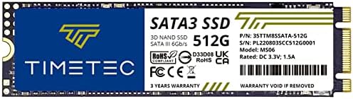 Timetec 512GB SSD 3D NAND SATA III 6Gb/s M.2 2280 NGFF 256TBW Read Speed Up to 550MB/s SLC Cache Performance Boost Internal Solid State Drive for PC Computer Laptop and Desktop (512GB