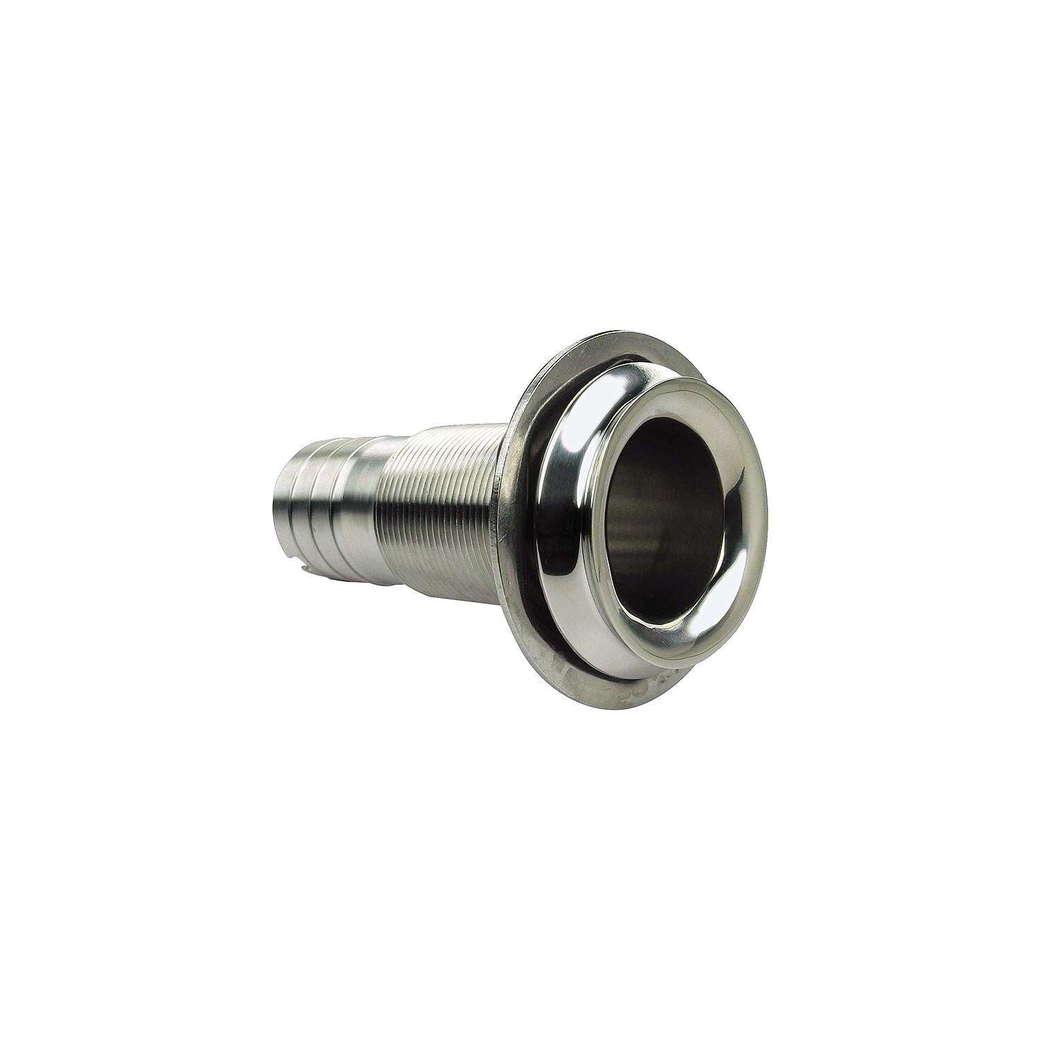 Seachoice 50-18611 Thru Hull Fitting, Mega-Flow Dripless, 316 Stainless Steel, Fits 1" Hose, 1-1/2" Max Hull