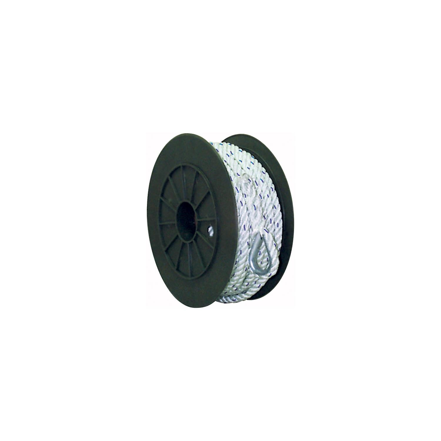 Seachoice 47781 Premium 3-Strand Twisted Nylon Anchor Line White w/ Blue Tracer, 1/2" x 250'