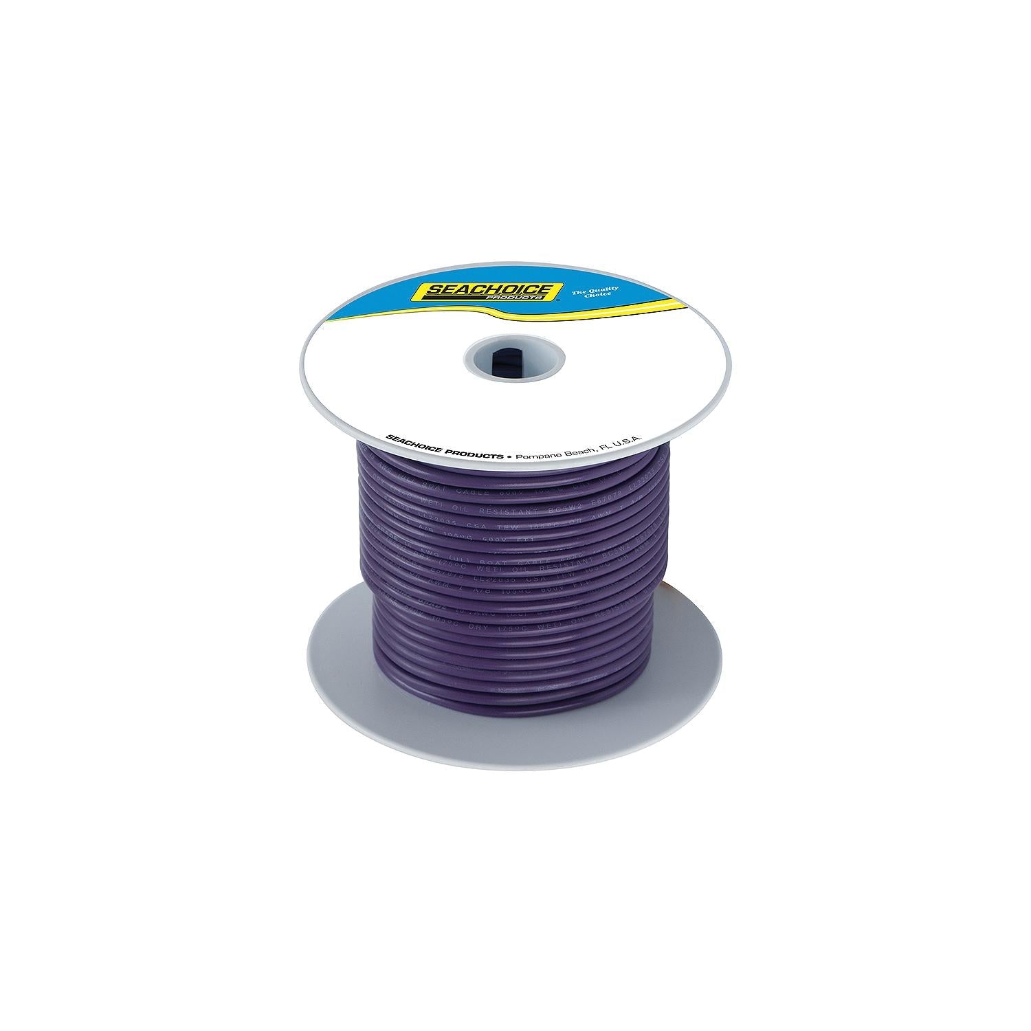 Seachoice 50-63137 Tinned Copper Marine Wire, 16 AWG, Purple, 100'
