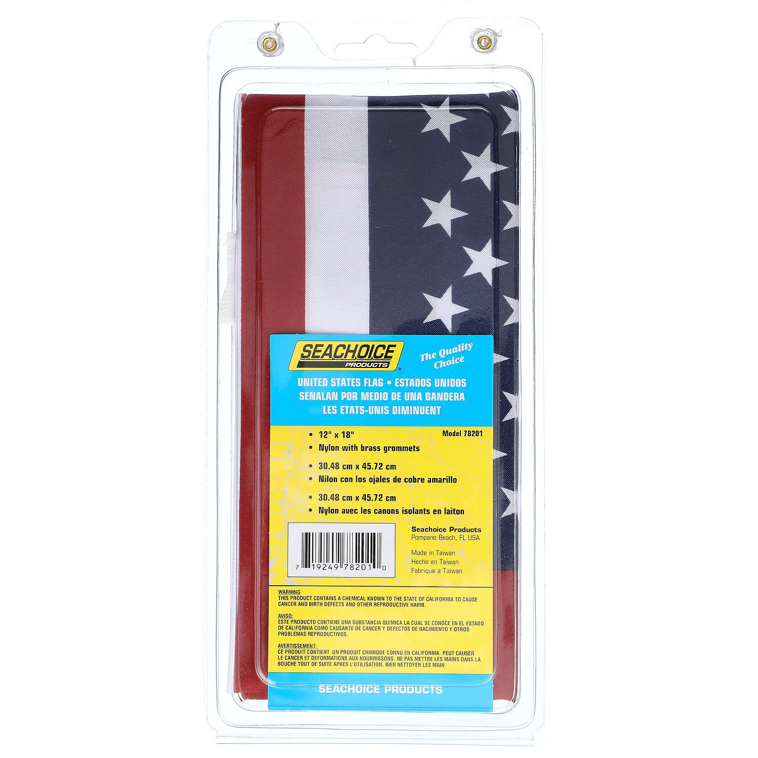 Seachoice 78201 12" x 18" Nylon Print Dyed U.S. Flag (Restricted from sale into, MN)
