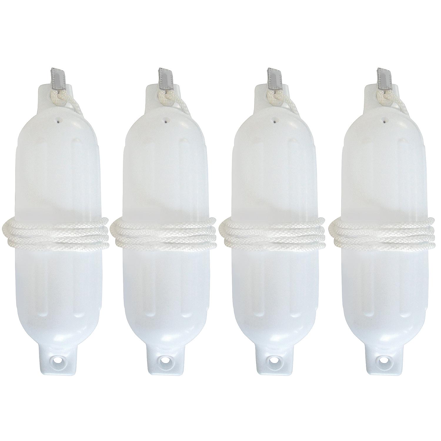 Seachoice DE78161S Twin Eye Ribbed Fender Kit, White, includes 4ea 4.5" x 16" Fenders and 4 Matching Fender Lines