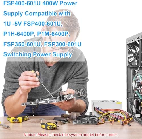 Upgraded FSP400-601U P1H-6400P 400W Power Supply P1M-6400P FSP350-601U FSP300-601U PSU Compatible with 1U -5V FSP400-601U SPI400IUG Switching Power Supply