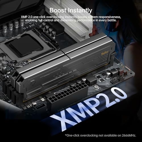 DDR4 DRAM 32GB Kit (2x16GB 3200MHz XMP 2.0 Dual Channel RAM CL16 (PC4-25600 1.35V 288-Pin Upgraded Aluminum Heat Sink Ideal for Gaming Computer Upgrade - Shadow III Series Black