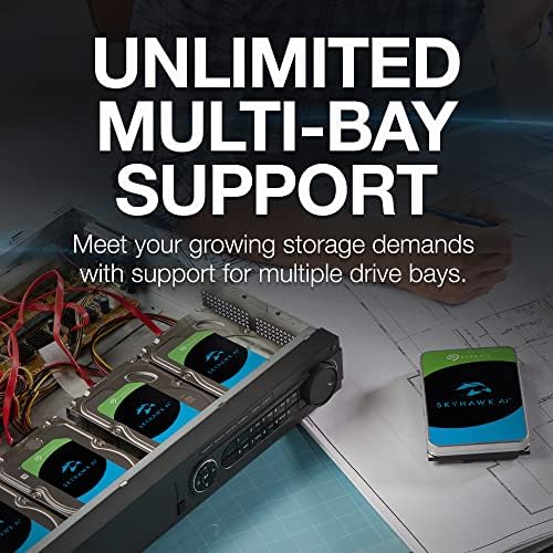 Seagate Skyhawk AI 16TB Video Internal Hard Drive HDD – 3.5 Inch SATA 6Gb/s 512MB Cache for DVR NVR Security Camera System with Drive Health Management and in-House Rescue Services (ST16000VE004
