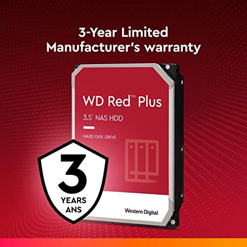 Western Digital 3TB WD Red Plus NAS Internal Hard Drive HDD - 5400 RPM, SATA 6 Gb/s, CMR, 256 MB Cache, 3.5" -WD30EFPX|B0BDXQZTTV