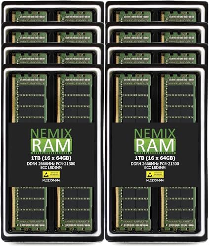 NEMIX RAM 32GB (2X16GB DDR4 2666MHZ PC4-21300 1Rx8 1.2V CL19 288-PIN ECC RDIMM Registered Server Memory KIT Compatible with Dell EMC PowerEdge R7425 Server