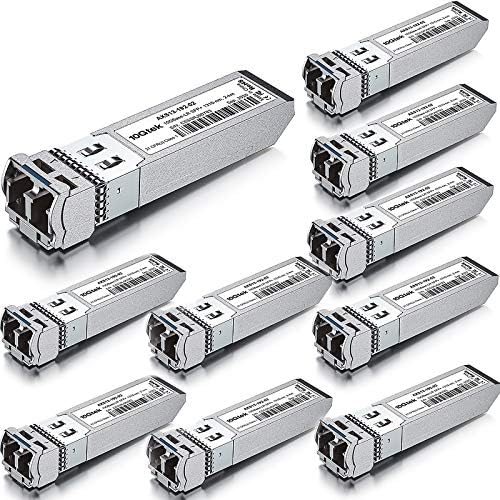 10GTEK 10GBase-SR SFP+ LC Transceiver, 10G 850nm Multimode SFP Module, up to 300 Meters, for Cisco SFP-10G-SR, Meraki MA-SFP-10GB-SR, Ubiquiti UniFi UF-MM-10G, Fortinet, TP-Link and More, Pack of 2|B08BP55663