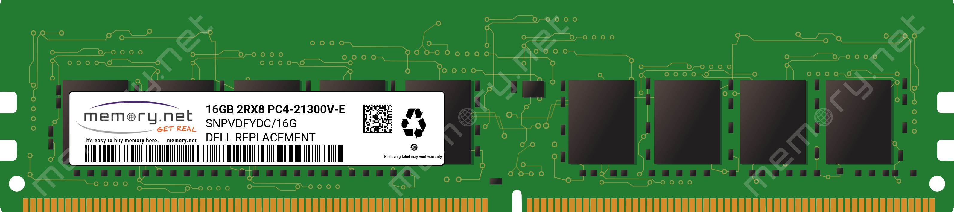 SNPVDFYDC/16G - Dell 1x 16GB DDR4-2666 ECC UDIMM PC4-21300V-E Dual Rank x8 Replacement