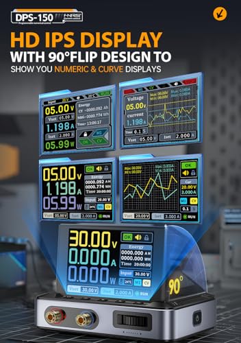 FNRSI【Upgraded DPS-150】DC Power Supply Variable with 100W Fast Charger, 0-30V 0-5A Adjustable DC CNC Power Supply, Power Ripple <20mV, PD/QC/DC Input with IPS Display, PC Programmable Power Supply|B0DKK3WV41