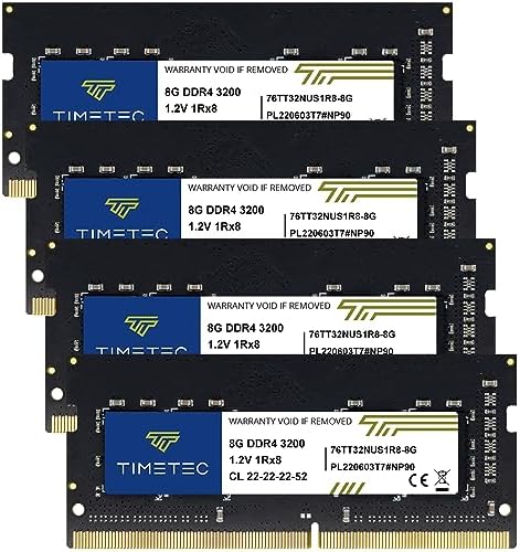 Timetec Premium 32GB KIT(2x16GB) DDR4 3200MHz (or 2933MHz or 2666MHz) PC4-25600 Non-ECC Unbuffered 1.2V CL22 2Rx8 Dual Rank 260 Pin SODIMM Laptop Notebook PC Computer Memory RAM Upgrade|B0FYP6H9T8