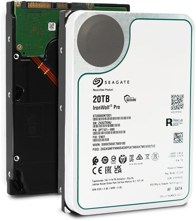 Seagate (Recertified IronWolf Pro 16TB NAS Internal Hard Drive HDD – CMR 3.5 Inch SATA 6Gb/s 7200 RPM 256MB Cache for RAID Network Attached Storage (ST16000NE000