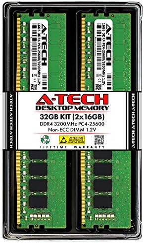 A-Tech 32GB (2x16GB) DDR4 3200 MHz UDIMM PC4-25600 (PC4-3200AA) CL22 DIMM Non-ECC Desktop RAM Memory Modules|B08KTRTNLV