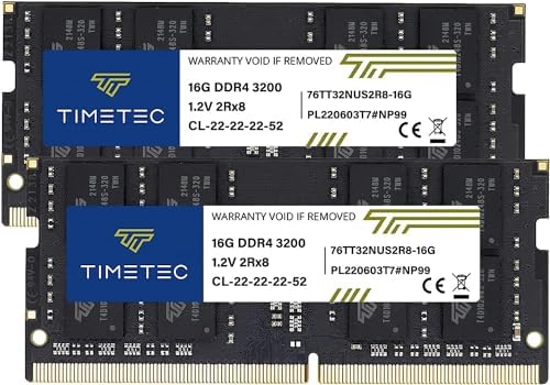 Timetec 16GB DDR4 3200MHz (or 2933MHz or 2666MHz) PC4-25600 Non-ECC Unbuffered 1.2V CL22 2Rx8 Dual Rank 260 Pin SODIMM Laptop Notebook PC Computer Memory RAM Module Upgrade|B098TXZY34
