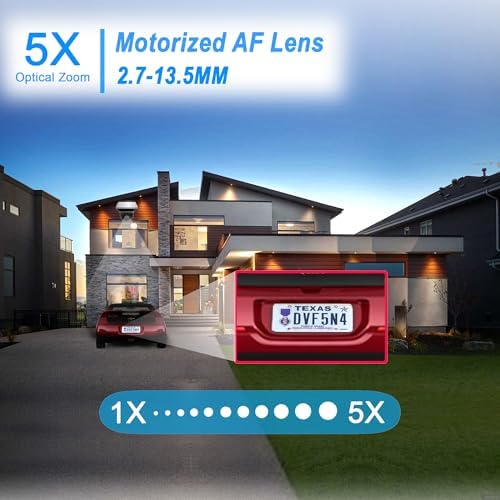 4K 8MP Mini PTZ Dome PoE IP Camera Outdoor Pan Tilt 5X Optical Zoom, 2.7-13.5mm Motorized Varifocal Lens, H.265, Ceiling/Wall Mounting, Compatible with Uniview NVR, NDAA