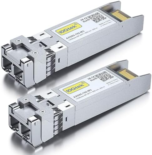 10Gtek 10GBase-LR SFP+ Transceiver, 10G 1310nm SMF SingleMode Fiber Optic Module, 10km, for Cisco SFP-10G-LR, Meraki MA-SFP-10GB-LR, Ubiquiti UniFi UF-SM-10G, Fortinet, Mikrotik, Netgear, Pack of 2|B08BP4M8LV